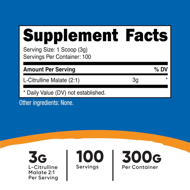 Nutricost L-Citrulline Malate (2:1) Powder (300 Grams) - Image 2
